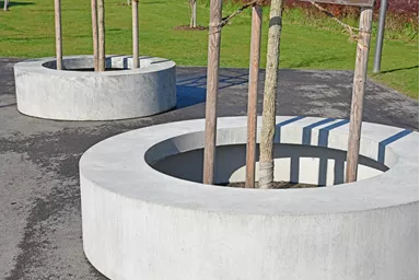 ARBOSO Sitzbankelement rund grau glatt vollkantig ohne Boden D 224 cm H 60 cm