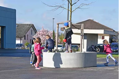 ARBOSO Sitzbankelement rund grau glatt vollkantig ohne Boden D 224 cm H 60 cm