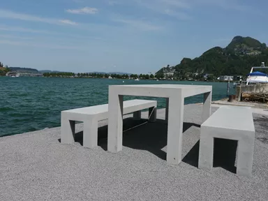 INTERMEZZO Bank standard grau glatt vollkantig bewehrt ohne Vertiefung für Einlage L 220 cm B 45 cm H 45 cm W 10 cm