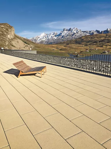 FINALGO Vakuum Gehwegplatte juragelb gestrahlt gefast L 100 cm B 50 cm H 4 cm