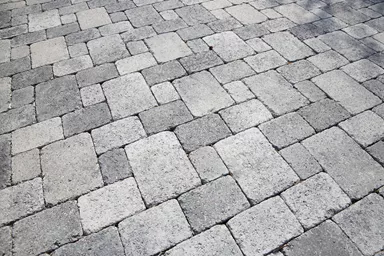 TEGULA Pflasterstein schwarz-weiss schattiert glatt Kanten gebrochen L 16 cm B 11 cm H 6 cm