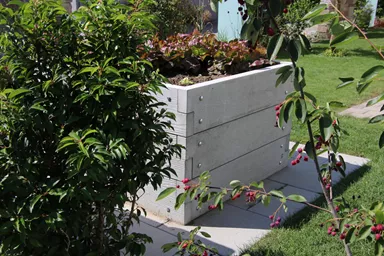 Hochbeet mit Holzstruktur Typ 2 naturgrau strukturiert leicht gefast bewehrt L 234 cm B 120 cm H 75 cm W 6 cm