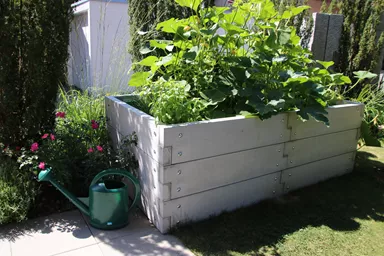 Hochbeet mit Holzstruktur Typ 2 naturgrau strukturiert leicht gefast bewehrt L 234 cm B 120 cm H 75 cm W 6 cm