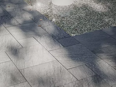 NATURE MOMENTS Gartenplatte dunkelgrau mit Schieferstruktur vollkantig L 60 cm B 60 cm H 5.5 cm