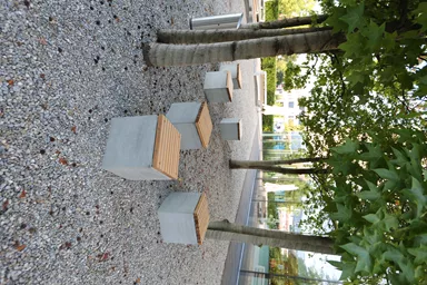 KUBUS Sitzelement mit Holzrost heavy grau glatt gefast L 45 cm B 45 cm H 50 cm