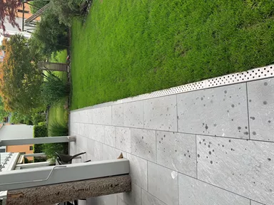 Feinsteinzeug Gehwegplatte Pietra di Vals grau strukturiert vollkantig L 90 cm B 45 cm H 2 cm