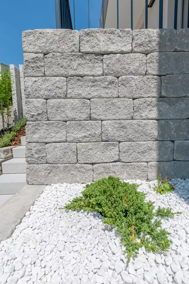 SANTURO Mini Landhausmauer 2-seitig gespalten grau L 30-50 cm B 15 cm H 15 cm