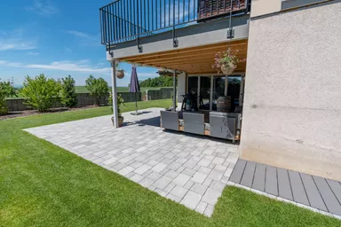 FRIEDA FORMATO Pflasterstein perlgrau strukturiert Kanten gebr. L 10, 20, 30 cm B 20 cm H 7 cm