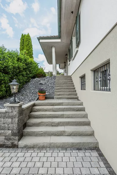 SANTURO Blockstufe voll grau gestrahlt gefast L 80 cm B 36 cm H 15 cm