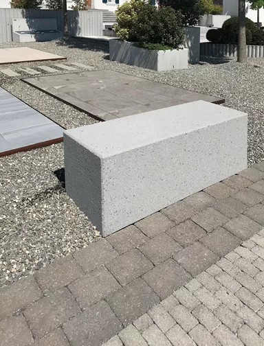 PARCO Sitzbank rechteckig grau gestrahlt gefast L 120 cm B 50 cm H 50 cm W 5 cm