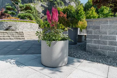 PARCO Pflanzentrog rund grau gestrahlt OD 50 cm H 40 cm W 4 cm R 25 cm
