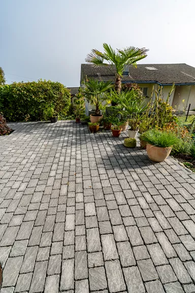 FRIEDA Wildpflaster perlgrau strukturiert Kanten gebr. L 9.4-19.4 cm B 9.4-11.9 cm H 7 cm