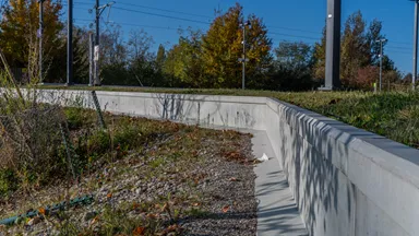 Amphibienleitsystemelement mit Klettersperre und Elementverbund bewehrt gefast grau L 300 cm B 50 cm H 55 cm W 8 cm