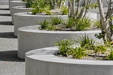 ARBOSO Sitzbankelement rund grau glatt vollkantig ohne Boden D 224 cm H 60 cm