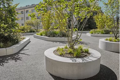 ARBOSO Sitzbankelement rund grau glatt vollkantig ohne Boden D 224 cm H 60 cm