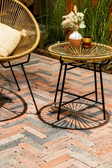 RIEMO Pflasterstein Herbstlaub (rot-grau) Kanten gebrochen L 22 cm B 6 cm H 8 cm