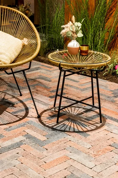 RIEMO Pflasterstein Herbstlaub (rot-grau) Kanten gebrochen L 22 cm B 6 cm H 8 cm