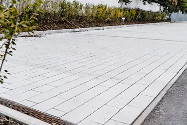 RAINA Pflasterstein grau glatt leicht gefast L 20-40 cm B 15 cm H 8 cm