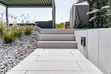 PARADISO Blockstufe argento gestrahlt gefast L 100 cm B 40 cm H 17 cm