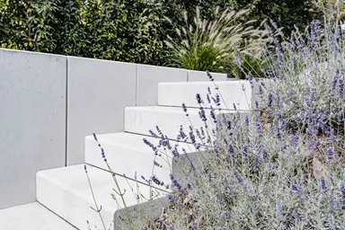 PARADISO Blockstufe argento gestrahlt gefast L 100 cm B 40 cm H 17 cm