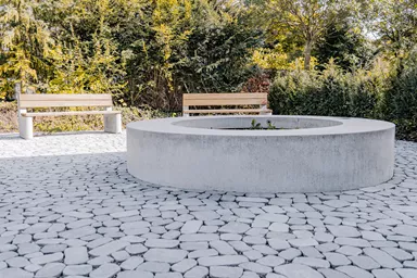 ARBOSO Sitzbankelement rund grau glatt vollkantig ohne Boden D 274 cm H 60 cm