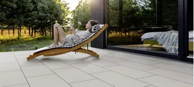 ALENA PLUS Gartenplatte weiss-basalt gestrahlt gefast versiegelt L 80 cm B 40 cm H 4 cm