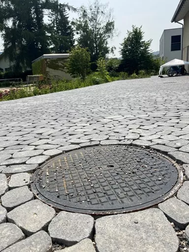 ARENA VISTA Pflasterstein perlgrau strukturiert Kanten gebr. L 6.5 - 23.8 cm B 8.3 - 16.4 cm H 7 cm