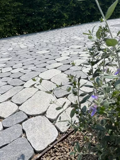 ARENA VISTA Pflasterstein perlgrau strukturiert Kanten gebr. L 6.5 - 23.8 cm B 8.3 - 16.4 cm H 7 cm