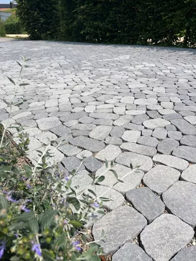 ARENA VISTA Pflasterstein perlgrau strukturiert Kanten gebr. L 6.5 - 23.8 cm B 8.3 - 16.4 cm H 7 cm