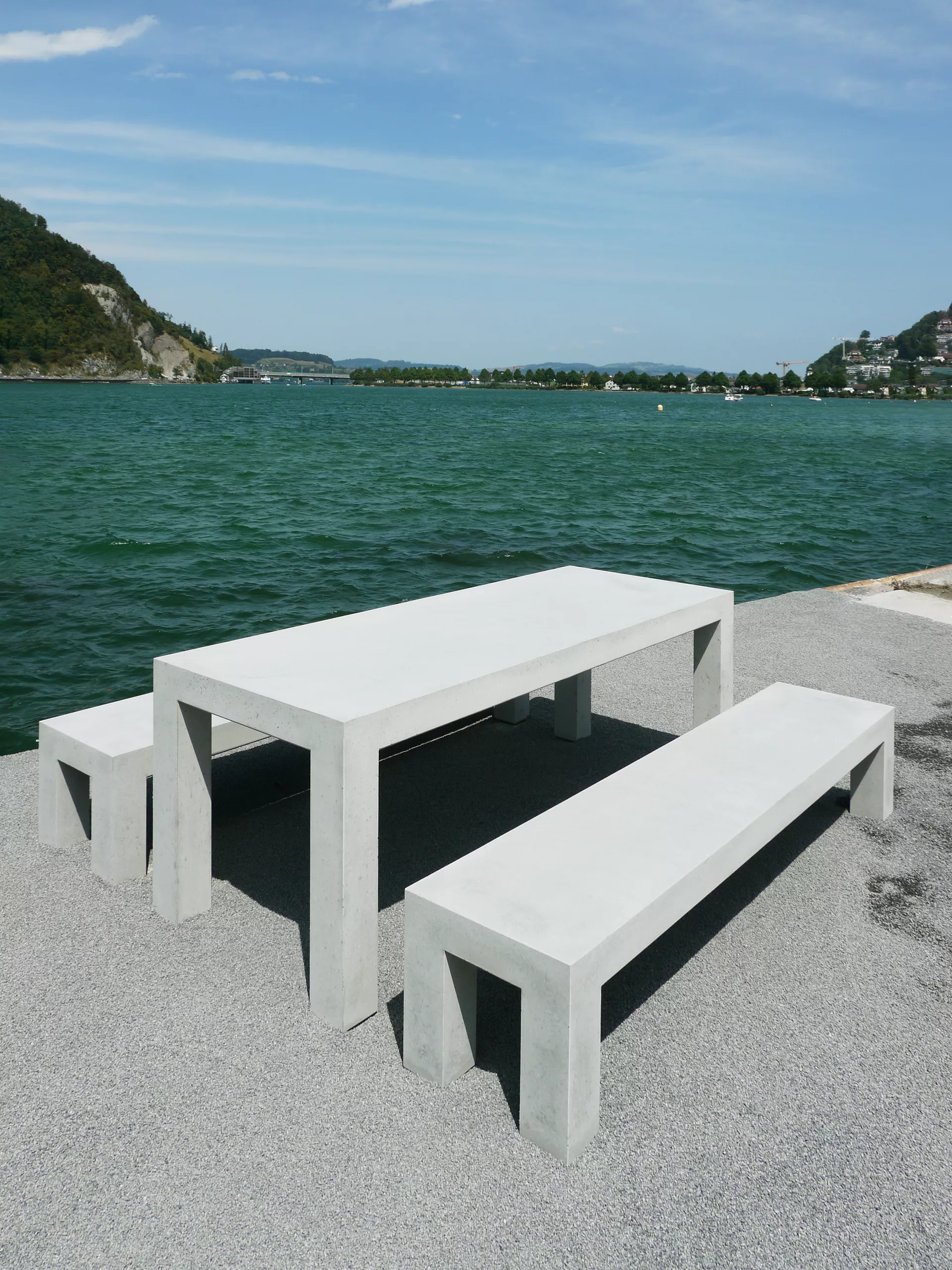 Elém.de banc INTERMEZZO 220/45/45 cm sans creux,arêtes vives,armé,lisse,gris