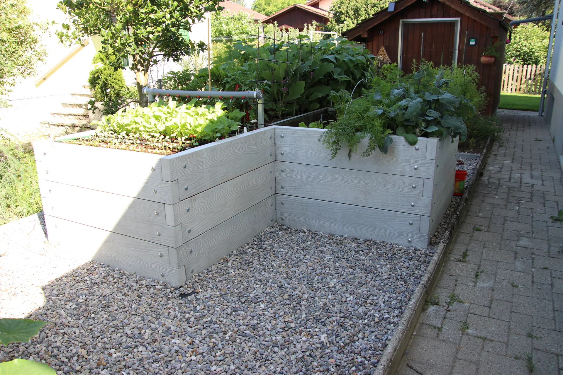 Hochbeet mit Holzstruktur Typ 2 naturgrau strukturiert leicht gefast bewehrt L 234 cm B 120 cm H 75 cm W 6 cm