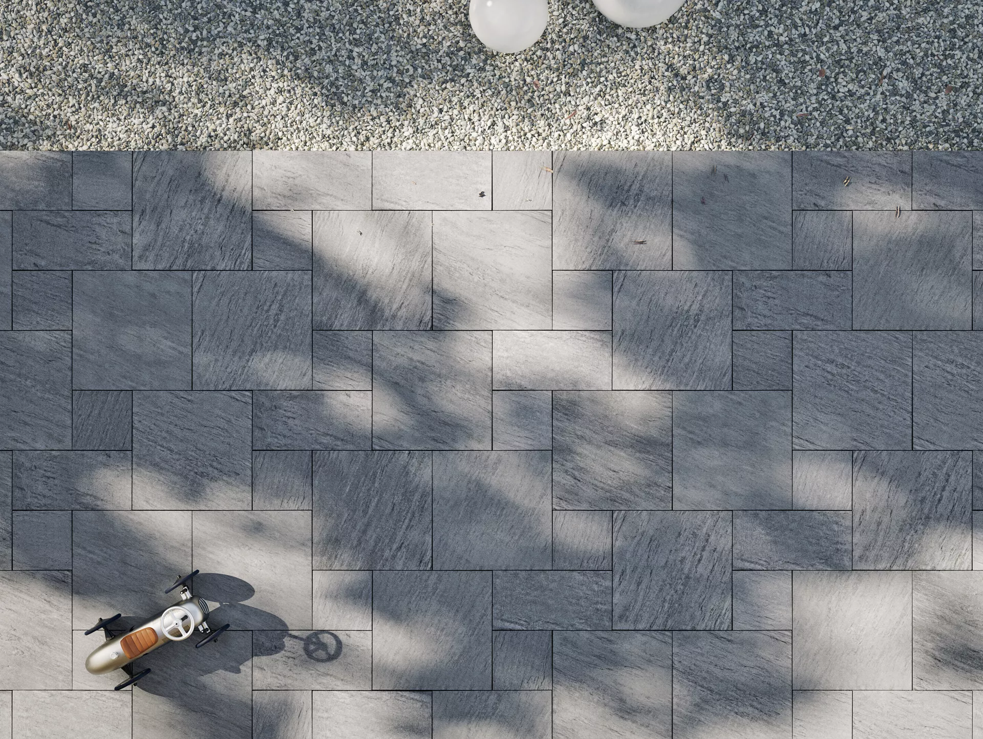 NATURE MOMENTS Gartenplatte dunkelgrau mit Schieferstruktur vollkantig L 60 cm B 60 cm H 5.5 cm