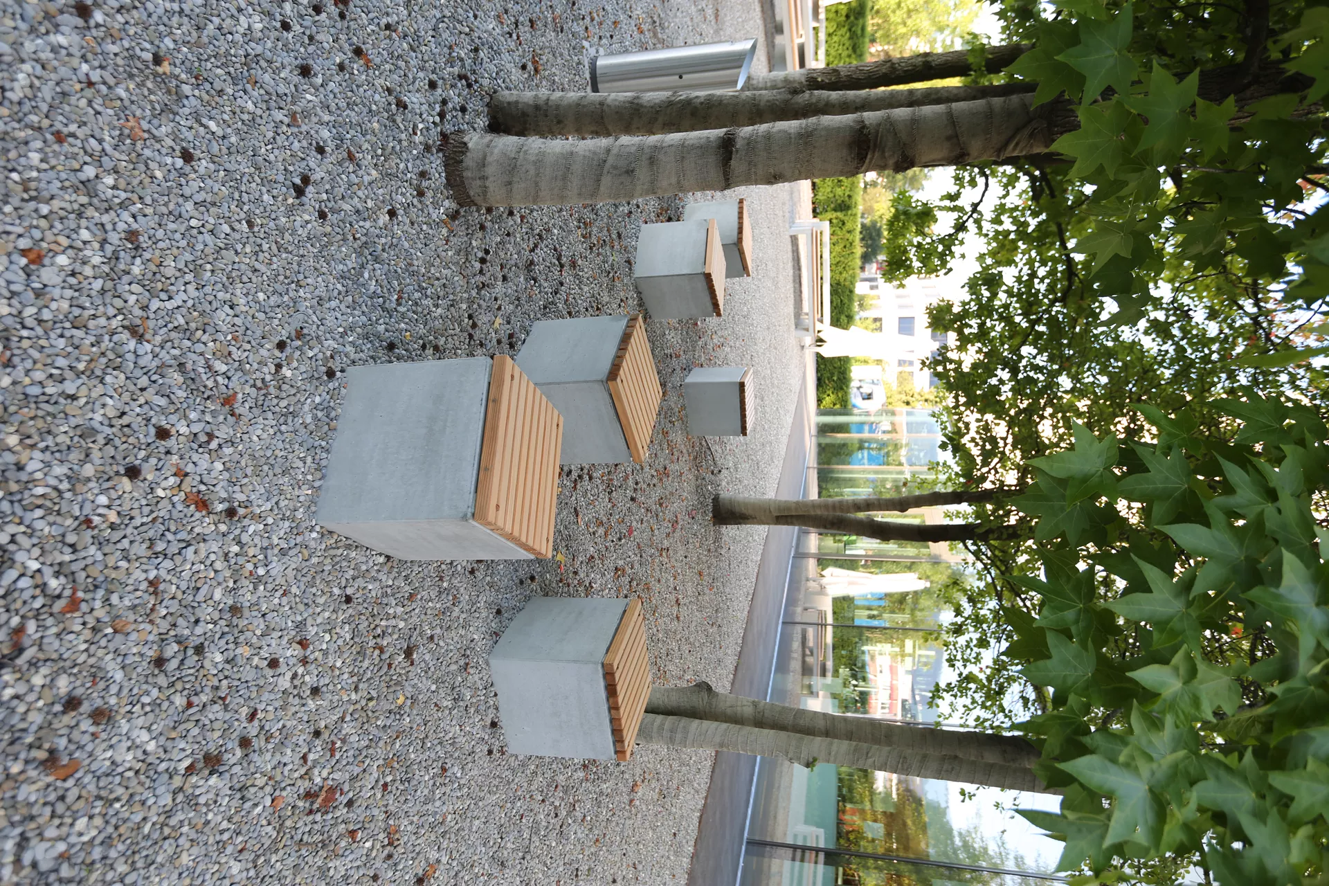 KUBUS Sitzelement mit Holzrost heavy grau glatt gefast L 45 cm B 45 cm H 50 cm