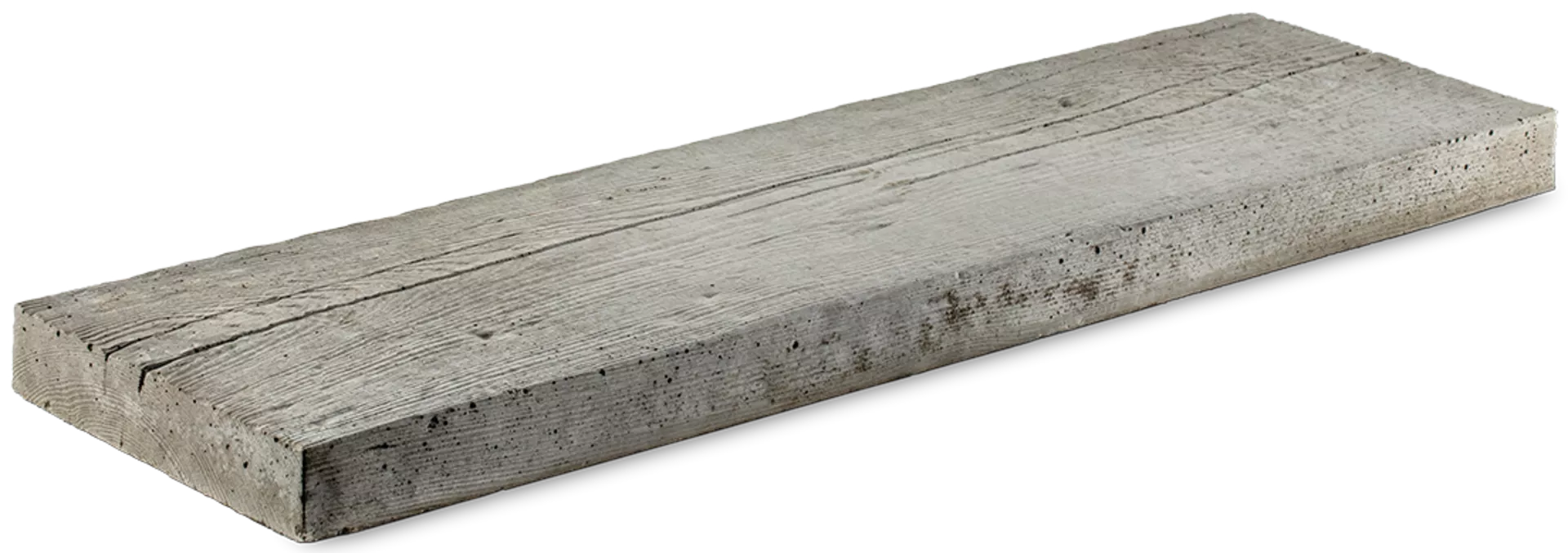 LENIA Gartenplatte mit Holzstruktur Normalplatte naturgrau strukturiert gerundet L 88-89 cm B 24.5-25.5 cm H 5 cm