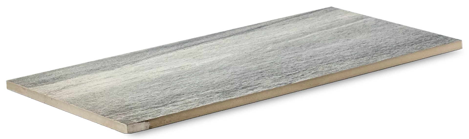 Feinsteinzeug Gehwegplatte Pietra di Vals grau strukturiert vollkantig L 90 cm B 45 cm H 2 cm