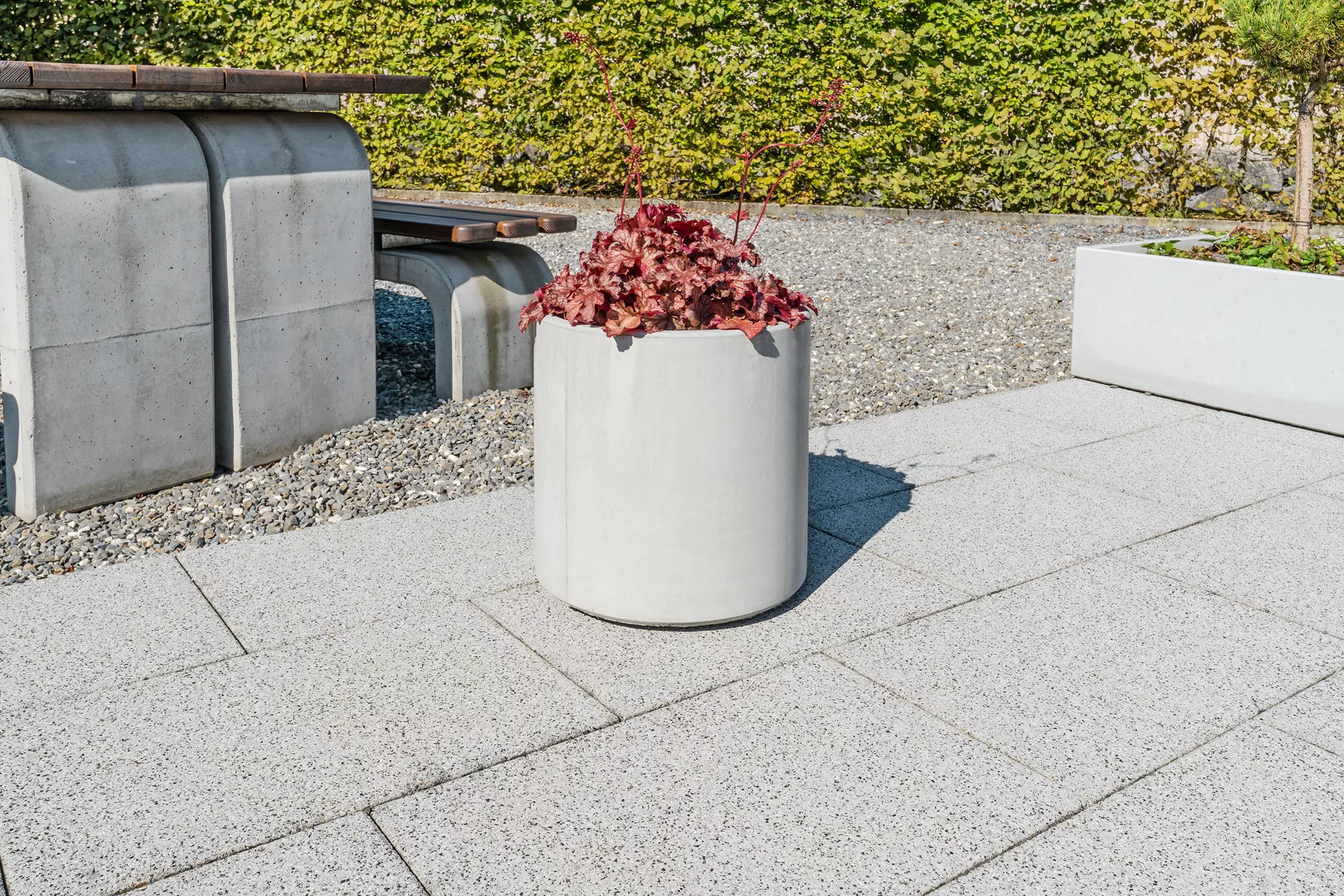 PARCO Pflanzentrog rund grau glatt OD 50 cm H 40 cm W 4 cm R 25 cm