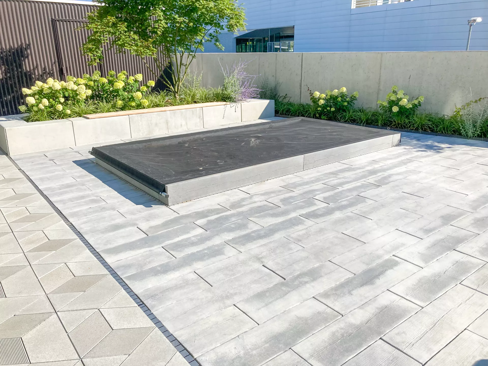 LENIA Gartenplatte mit Holzstruktur Normalplatte naturgrau strukturiert gerundet L 88-89 cm B 24.5-25.5 cm H 5 cm