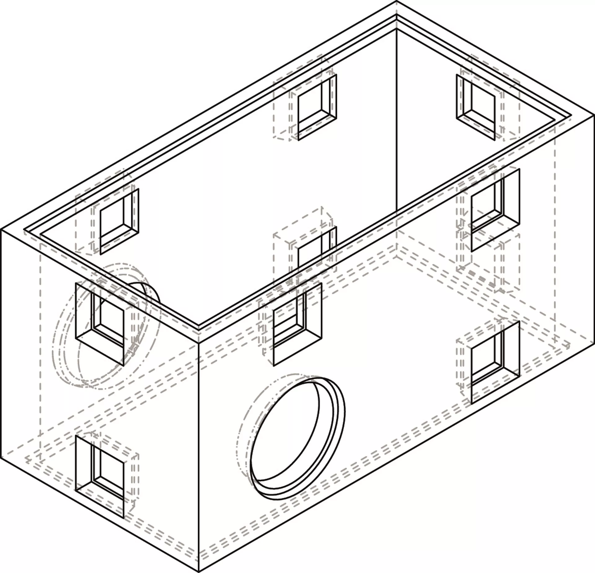VRK Hohlraumelement Typ 1 ohne horizontale Durchstiegsöffnung Nettovolumen 0.37 m3 L 1200 mm B 1200 mm H 400 mm