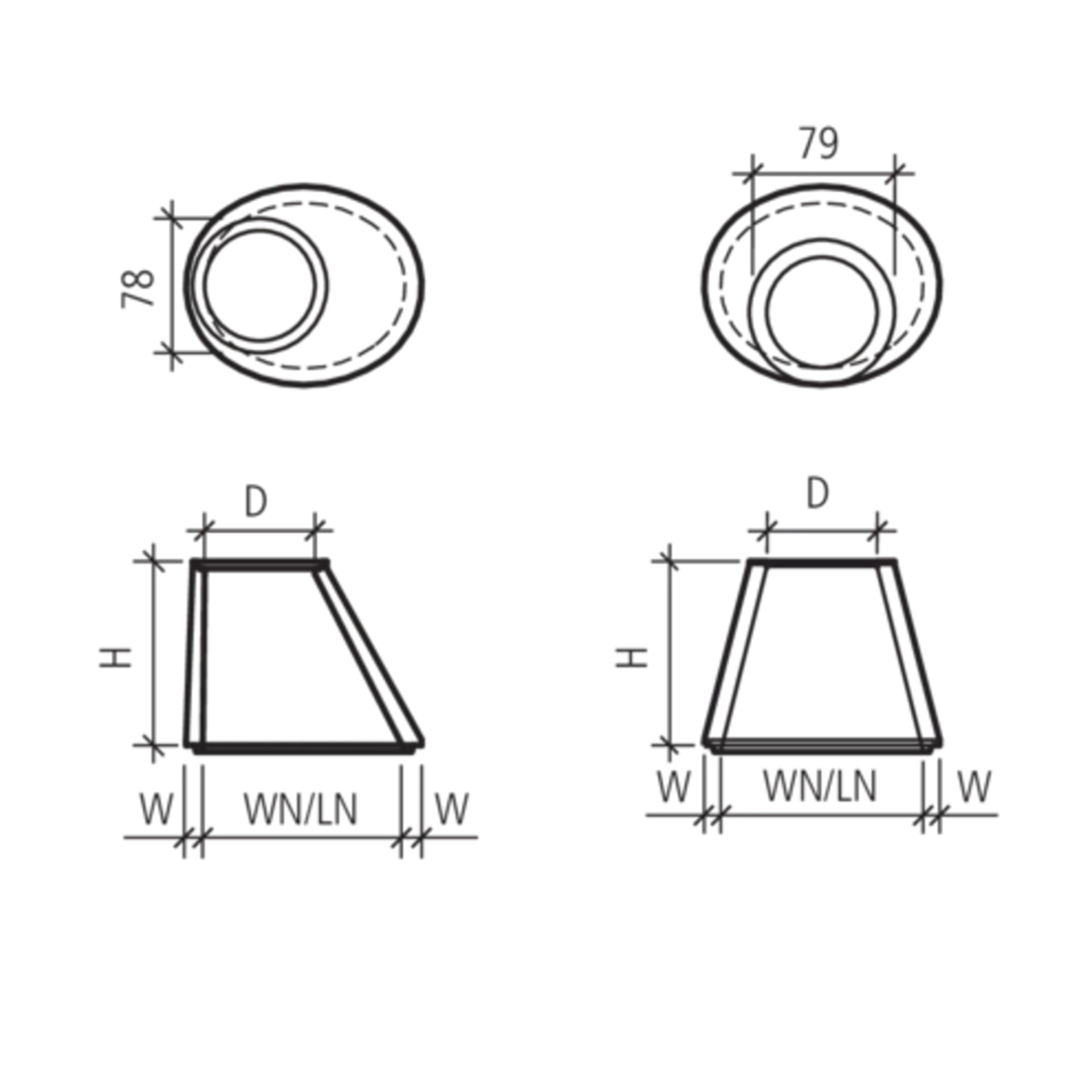 Konen oval Typ gerade