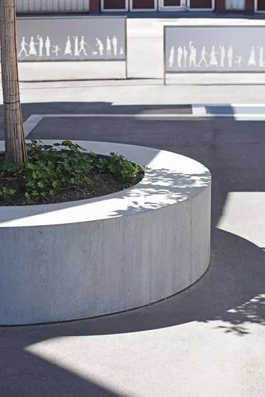 ARBOSO banc rond gris, lisse, sans fond D 224cm H 60 cm