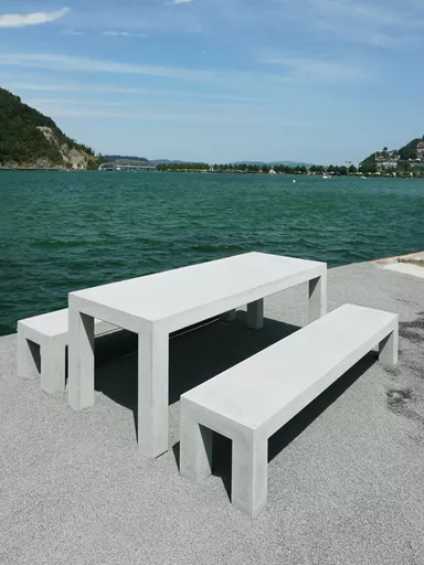 Elém.de banc INTERMEZZO 220/45/45 cm sans creux,arêtes vives,armé,lisse,gris