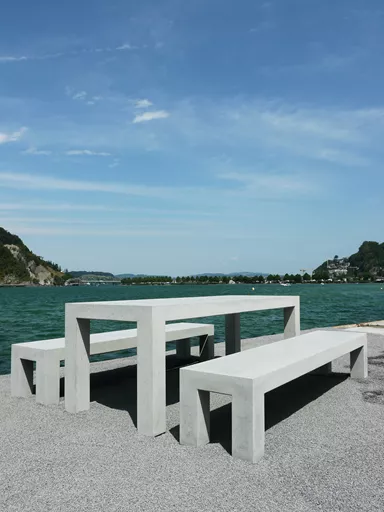Elém.de banc INTERMEZZO 220/45/45 cm sans creux,arêtes vives,armé,lisse,gris