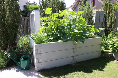 Hochbeet mit Holzstruktur Typ 2 naturgrau strukturiert leicht gefast bewehrt L 234 cm B 120 cm H 75 cm W 6 cm