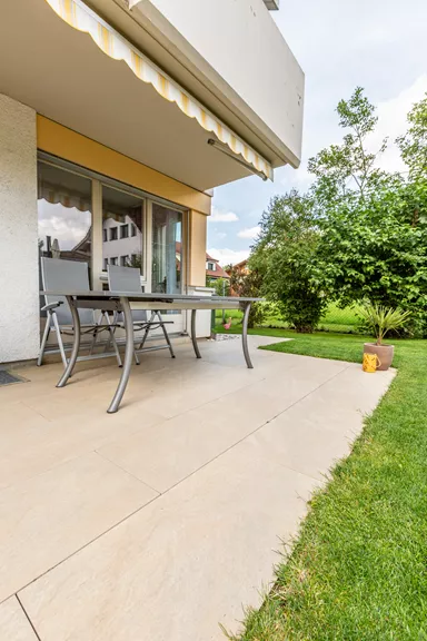 Feinsteinzeug Gehwegplatte Pietra di Barge beige strukturiert vollkantig L 90 cm B 45 cm H 2 cm