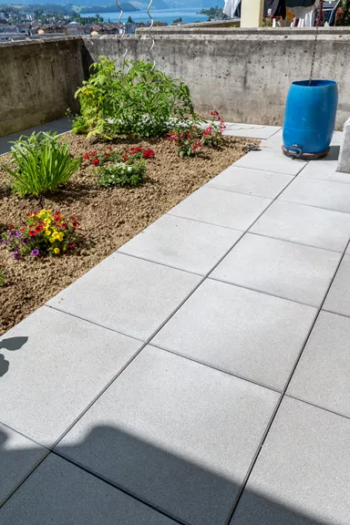 ESTRELLA fino Gehwegplatte grau-anthrazit gestrahlt gefast L 50 cm B 50 cm H 4 cm