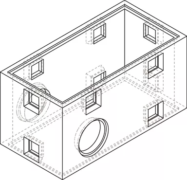 VRK Hohlraumelement Typ 1 ohne horizontale Durchstiegsöffnung Nettovolumen 0.37 m3 L 1200 mm B 1200 mm H 400 mm