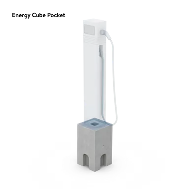 Chambres à câbles pour les stations de recharge Energy Cube Typ Pocket béton recyclé L 35 cm B 35 H 60 cm W 10 cm