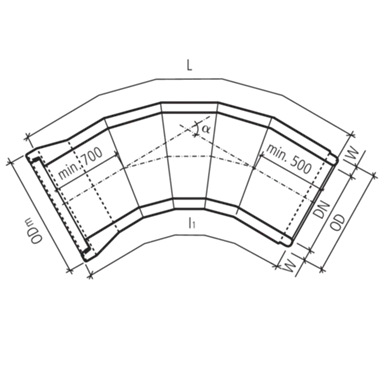 CENTUB<sup>®</sup>-Röser Segmentkrümmer 5 Segmente bewehrt